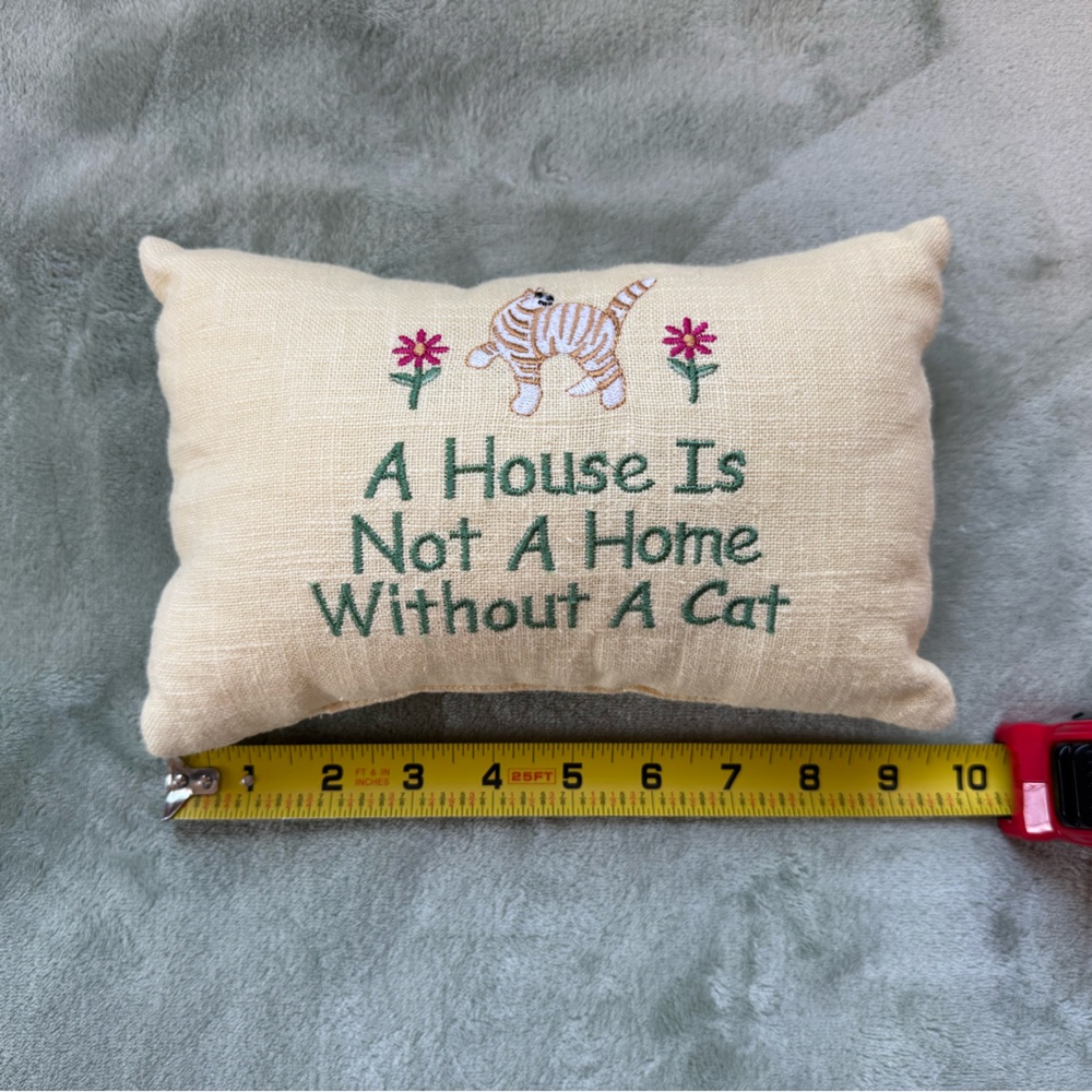Cream Cat-Themed Decorative Pillow A House Is Not. Home Without A Cat - Picture 2 of 4